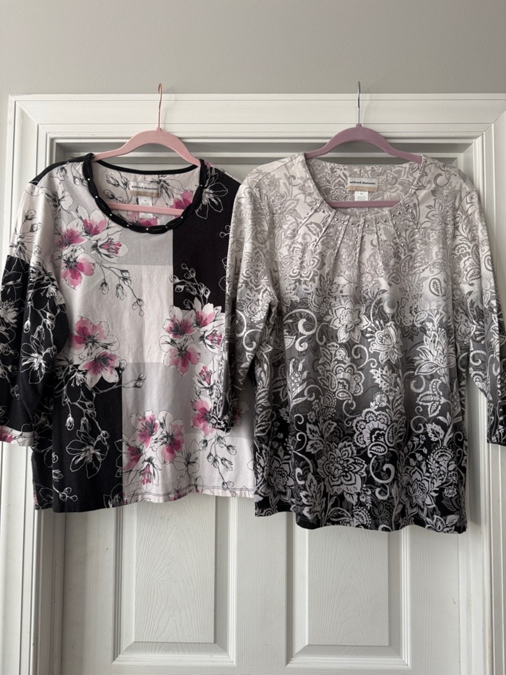 Alfred Dunner Women's Three Quarter Length Sleeve tops